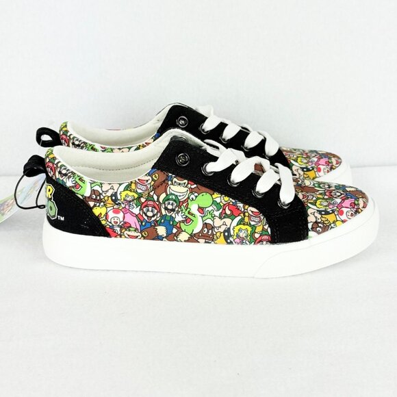 Ground Up Boys Super Mario Nintendo Low Top Lace Up Canvas Black Shoes Sz 3 NWOB - Picture 3 of 11